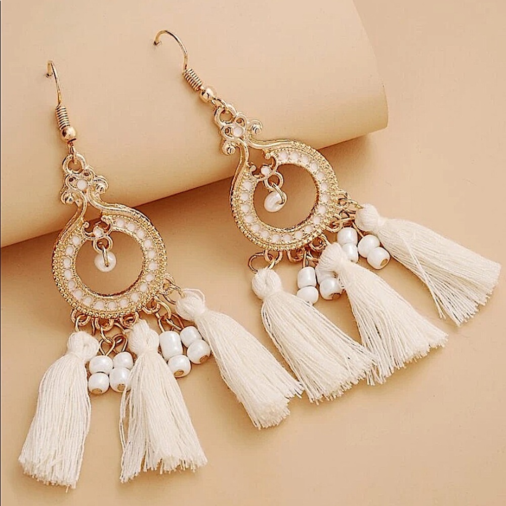 2 FOR $20 White Tassel Drop Earring